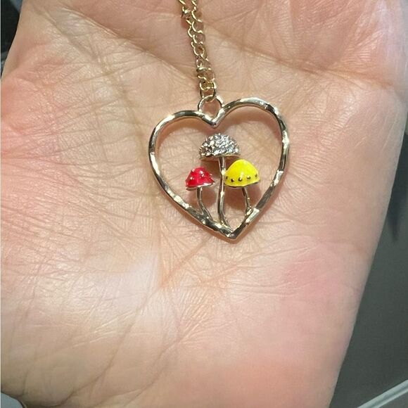 Mashroom Colorful Gold Plated Necklace - Picture 3 of 5